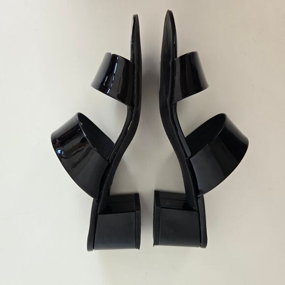 Paul Green Meg Slide Sandals Black Patent Leather Block Heel Summer Women 36 - Picture 3 of 10